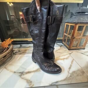 Women's Brown Leather Side Zip Riding Boots Size‎ 39